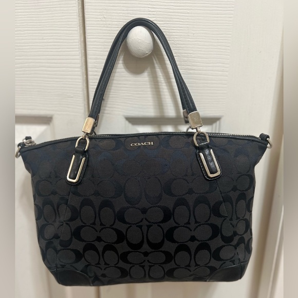 Coach mini shoulder bag purse Black Signature - Picture 3 of 16